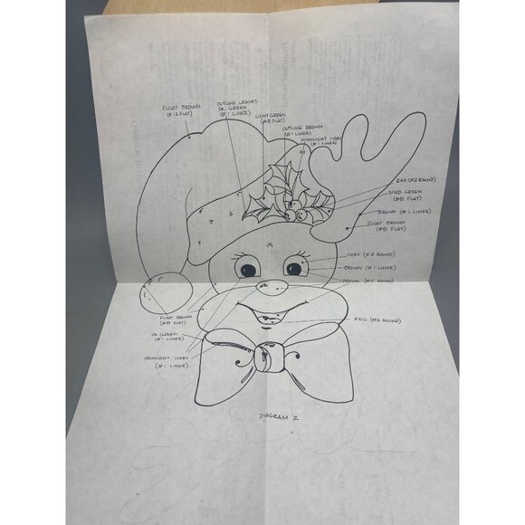 old fashioned cpw 856 Christmas plaque reindeer with hat craft wood 8x10.5" READ - Picture 7 of 7